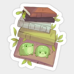 Books and frogs illustration Sticker
